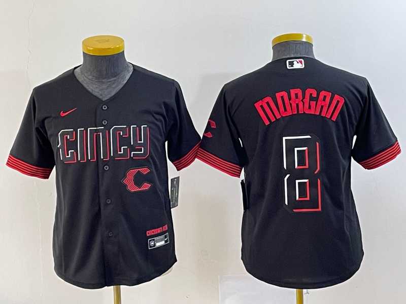 Youth Cincinnati Reds #8 Joe Morgan Black 2023 City Connect Cool Base Stitched Jersey->mlb youth jerseys->MLB Jersey
